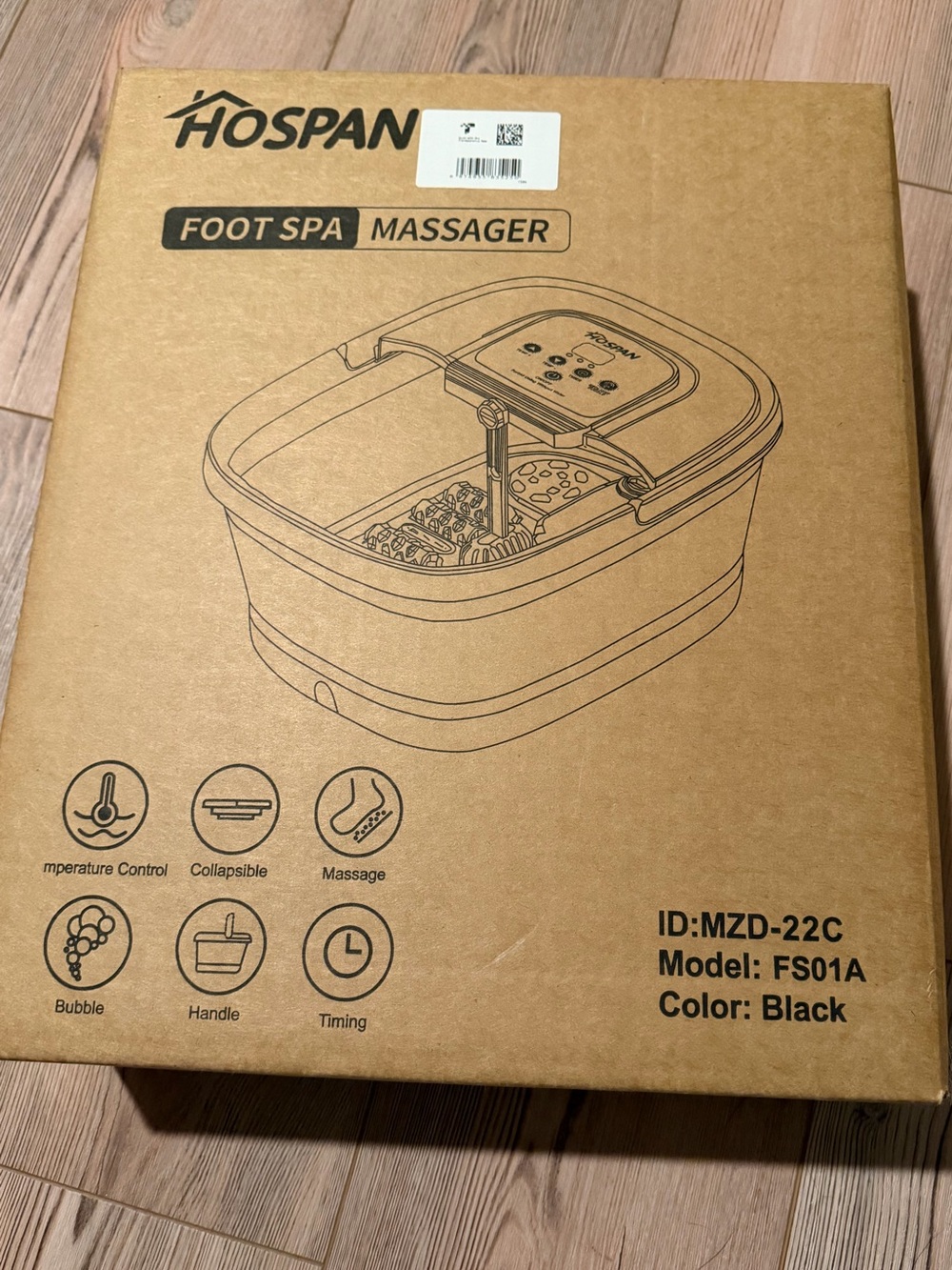 HosPan Black Foot Spa Massager with Heated Bubbles